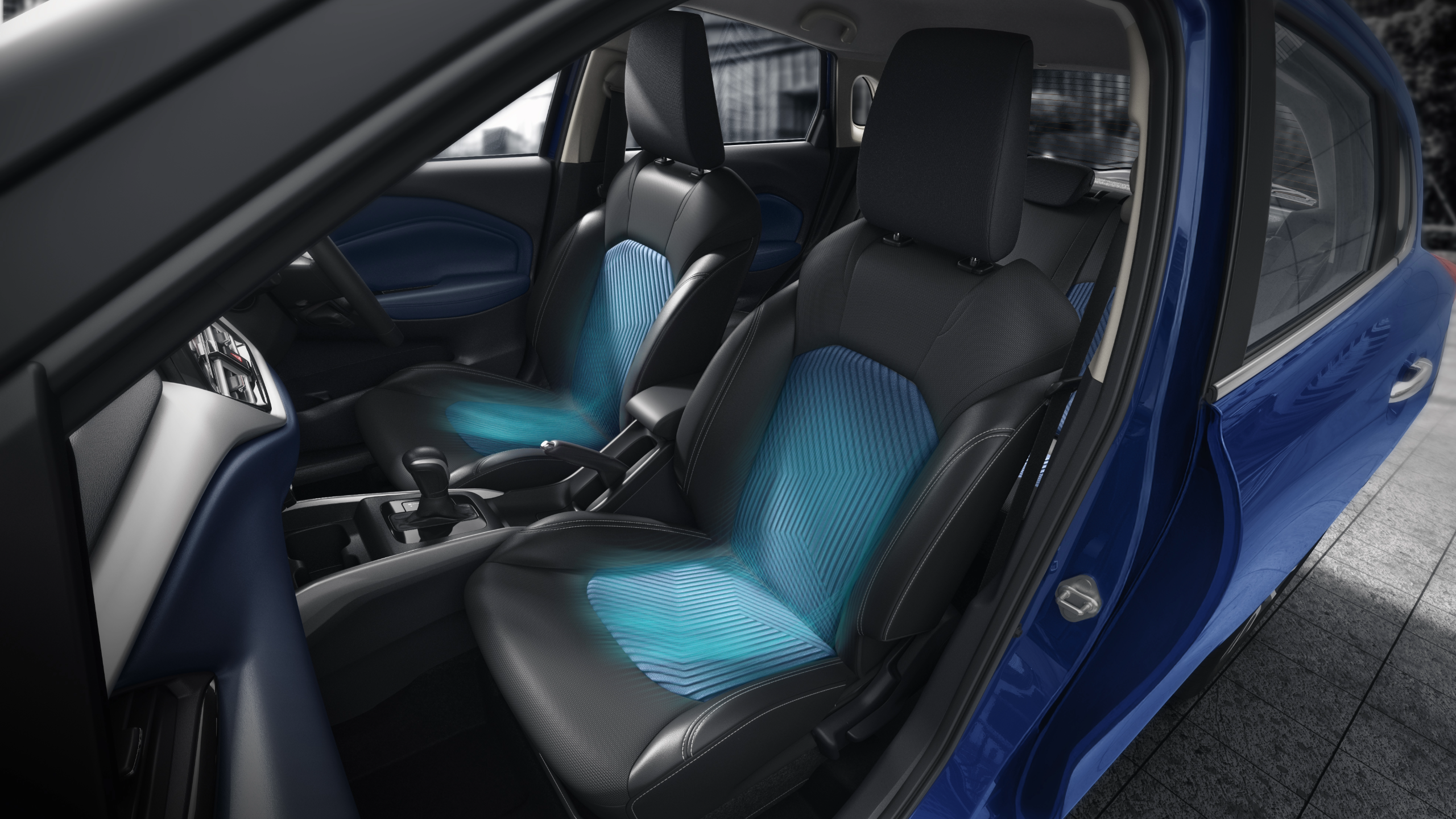 Maruti Suzuki Baleno — Ventilated front seats on Alpha and Alpha (O) for hot-weather comfort.