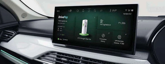 Tata Harrier EV, DrivePay - India's first UPI-based in-car payment for charging and FASTag, right from the car's screen