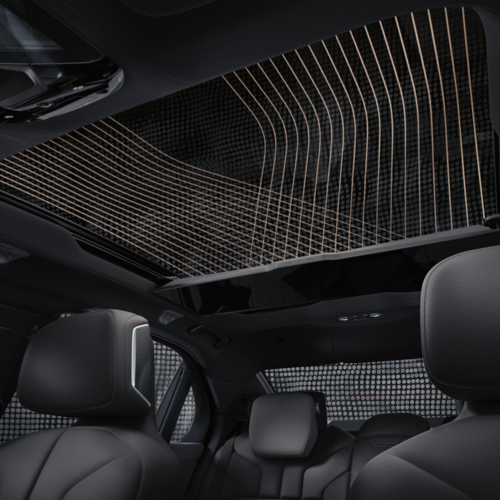 BMW i7, The Sky Lounge seen from the rear bench, lit in one of six colour worlds