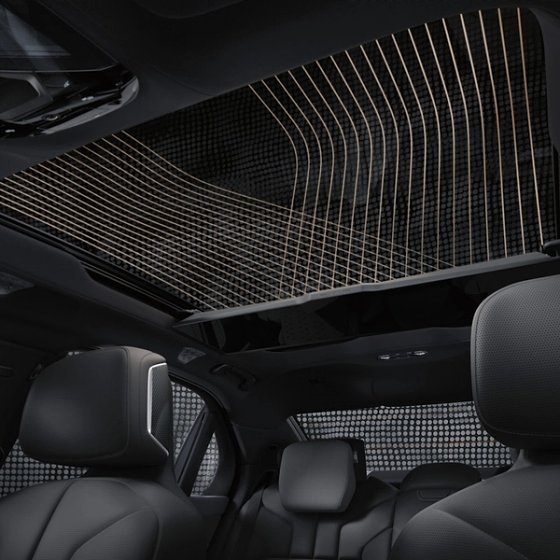 BMW i7, The Sky Lounge seen from the rear bench, lit in one of six colour worlds