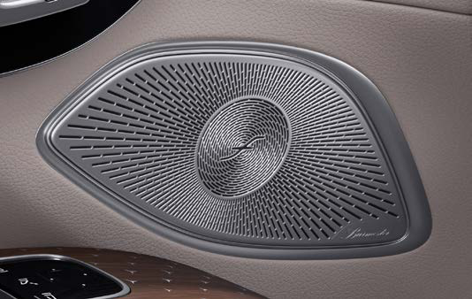 Mercedes-Benz EQS SUV — Burmester 3D surround-sound speaker grille set into the door trim