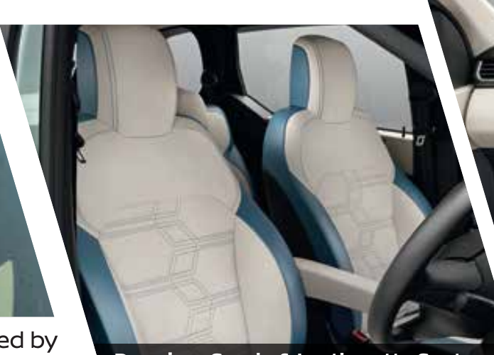 Nissan Gravite — Dual-tone suede and leatherette front seats with hexagon-pattern detailing
