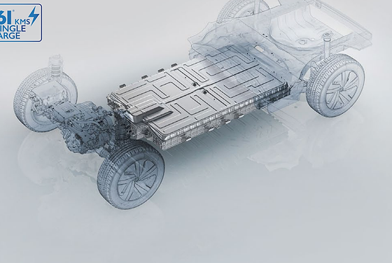 MG ZS EV, 50.3 kWh prismatic-cell battery pack integrated into the skateboard platform