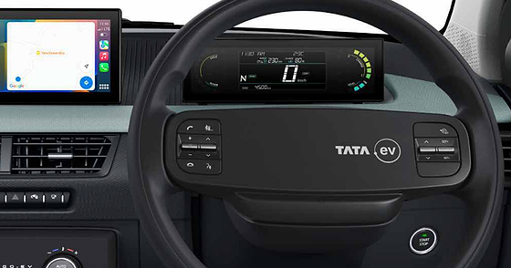 Tata Tiago EV, Wireless Android Auto and Apple CarPlay on the floating touchscreen