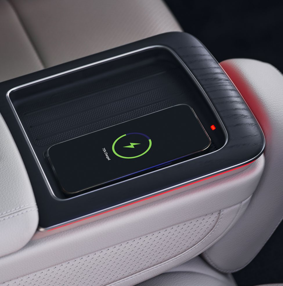 Mercedes-Benz E-Class — Wireless smartphone charging in the rear centre armrest