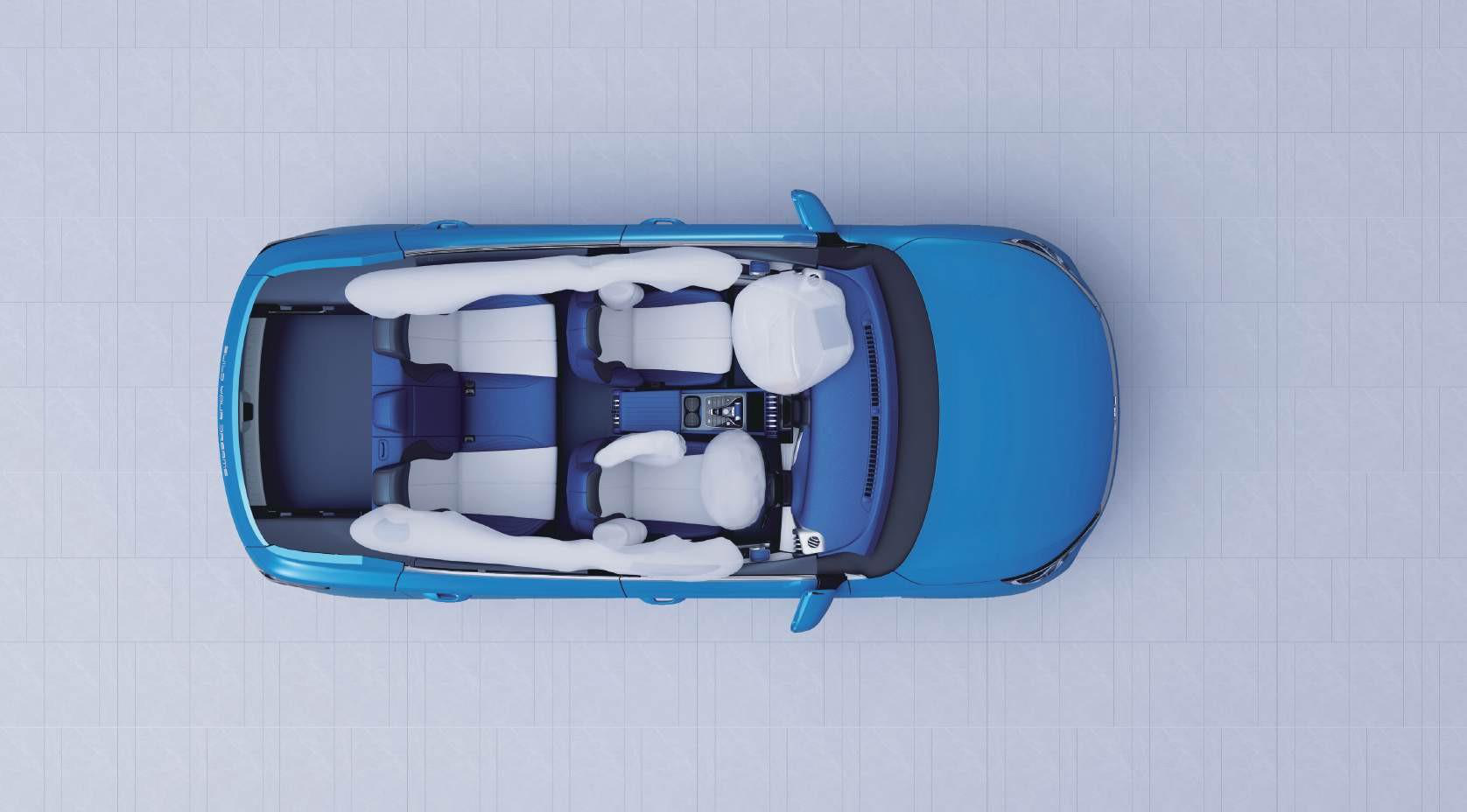 BYD Atto 3 — Seven-airbag SRS layout including front, side, curtain and far-side driver airbags