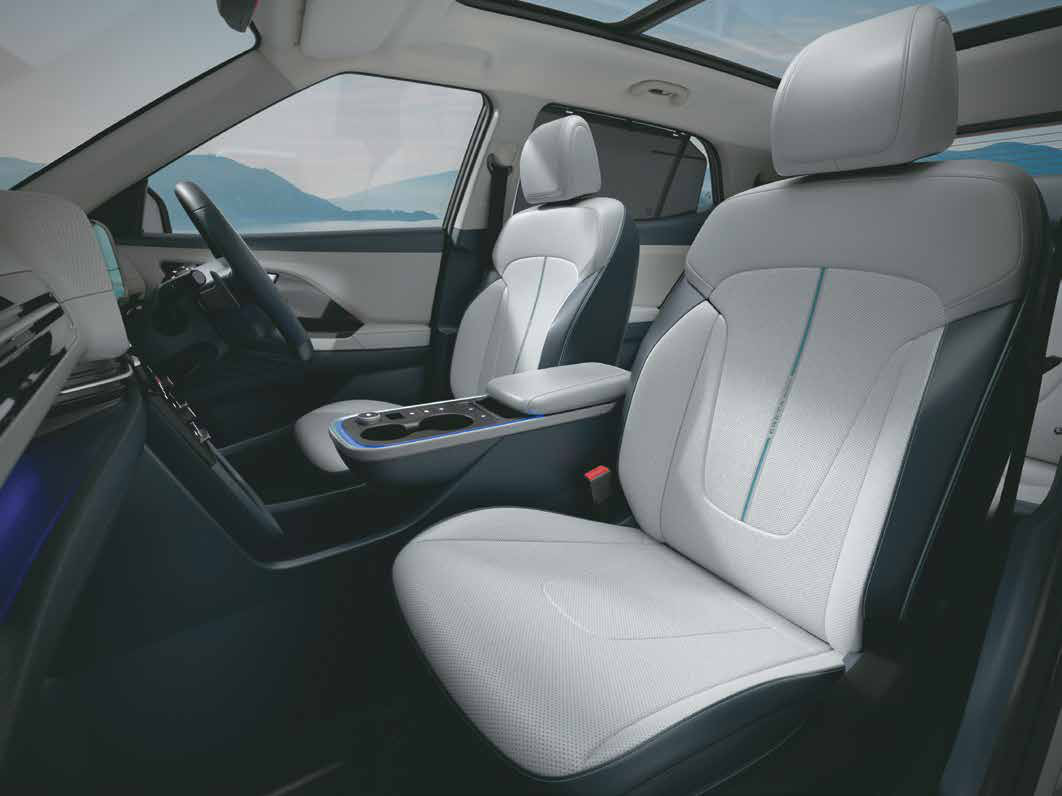 Hyundai Creta Electric — Floating centre console with surround ocean blue ambient light