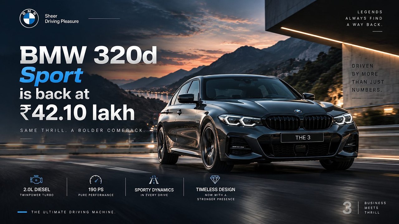 BMW 320d Sport is back at ₹42.10 lakh, just ₹40k more than petrol