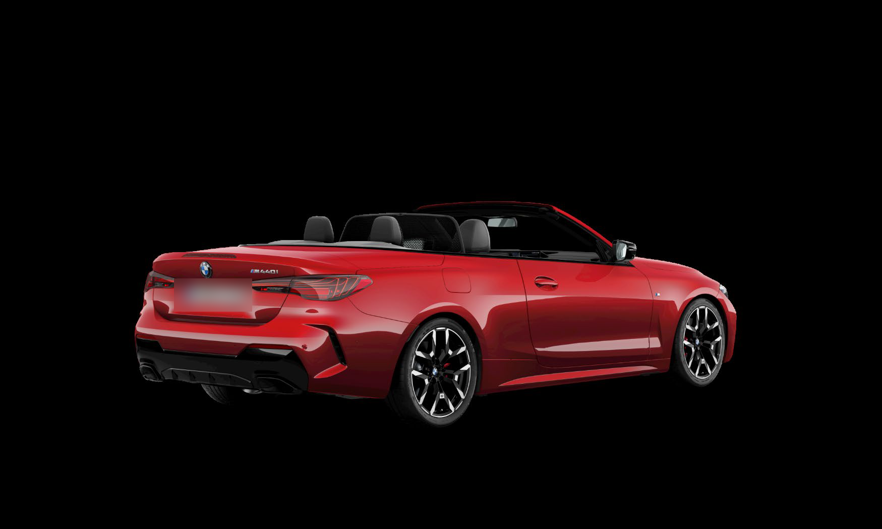 BMW M440i — Rear three-quarter view with slim CSL-style LED tail-lights and the M rear diffuser in high-gloss black.