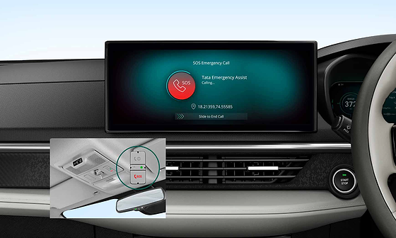 Tata Nexon EV, SOS emergency call with roof console button connects to Tata Emergency Assist