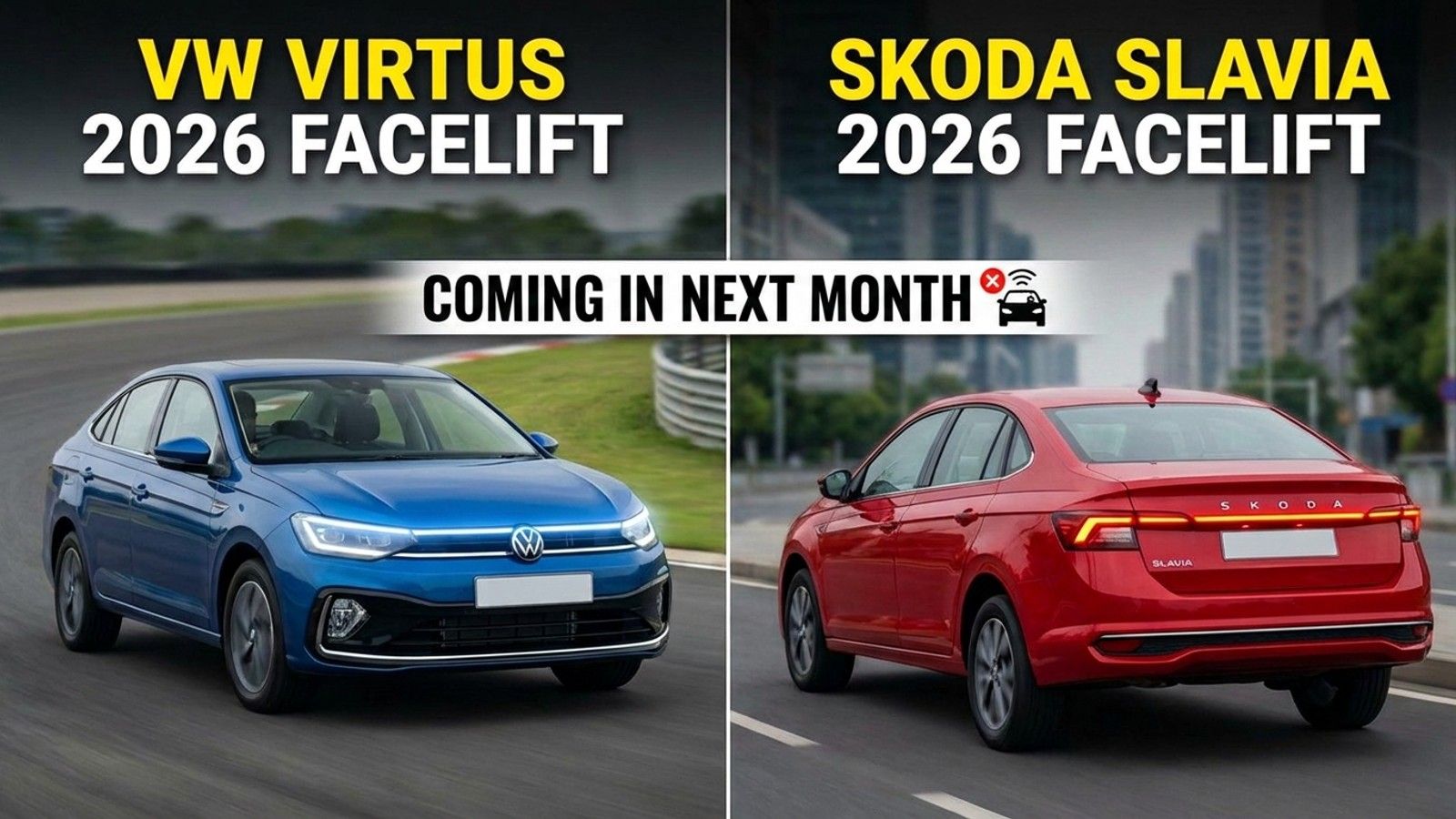 VW Virtus & Skoda Slavia facelifts coming in 2026: LED bars in, ADAS still out