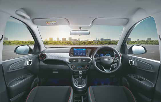Hyundai Grand i10 Nios — VIBE Edition black interior with red inserts