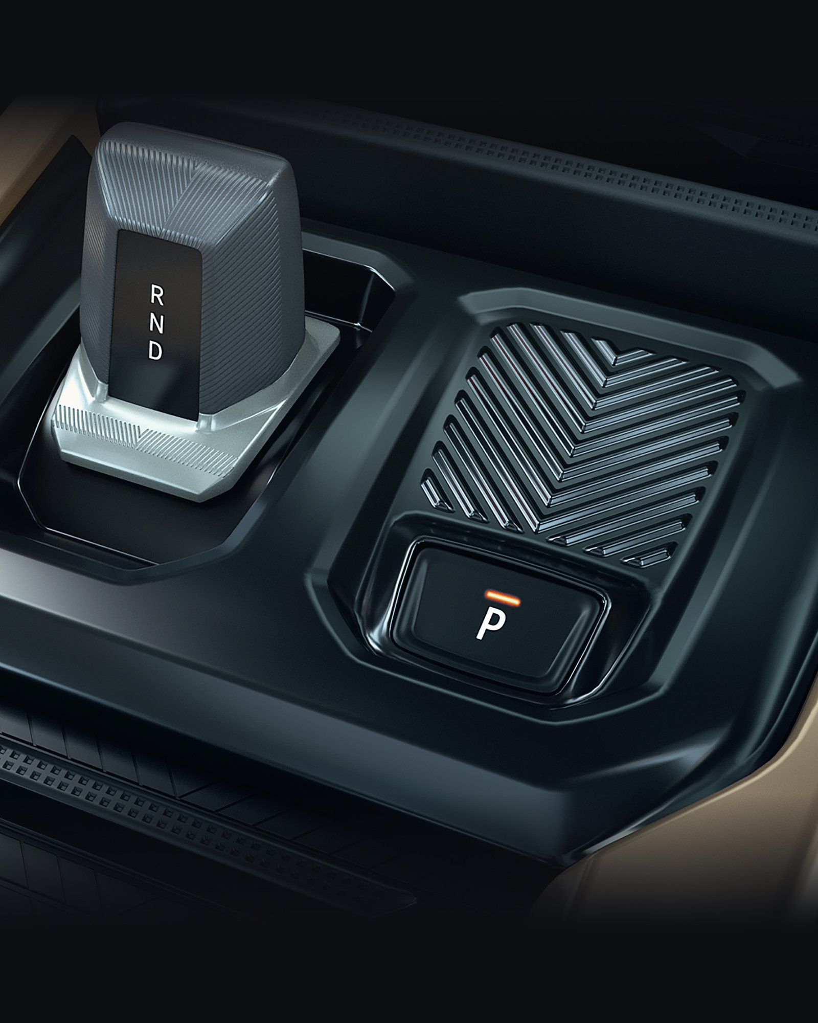 Nissan Tekton — Fly-by-wire e-shifter with electronic parking brake and auto hold