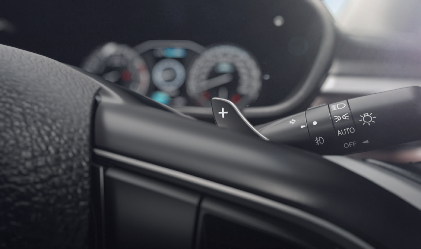 Maruti Suzuki Brezza — Steering-mounted paddle shifters for the 6-speed automatic.