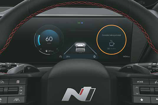 Hyundai Venue N Line, Driver Attention Warning (DAW) on the 12.3-inch digital cluster