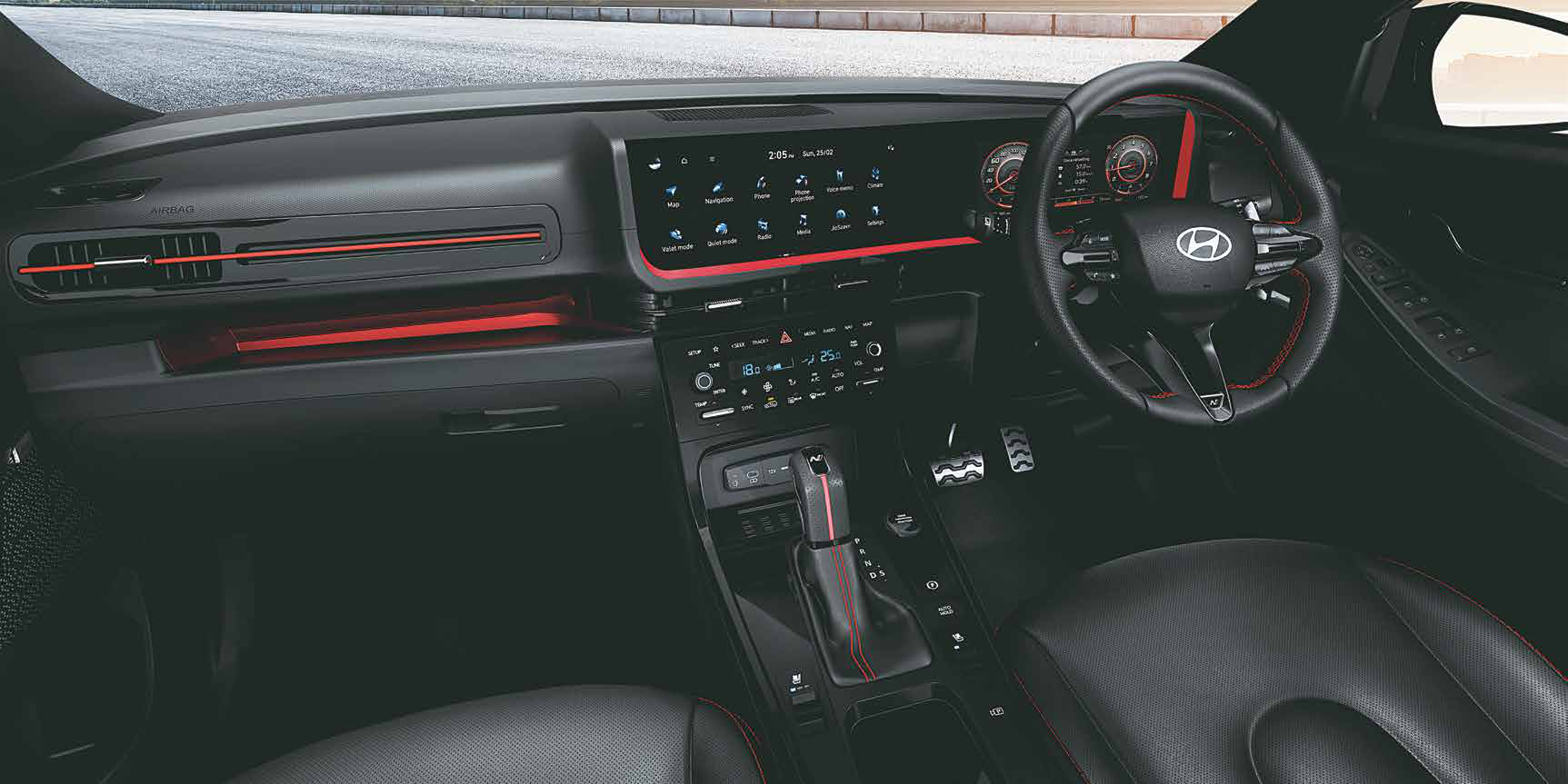 Hyundai Creta N Line — Sporty black interiors with athletic red inserts