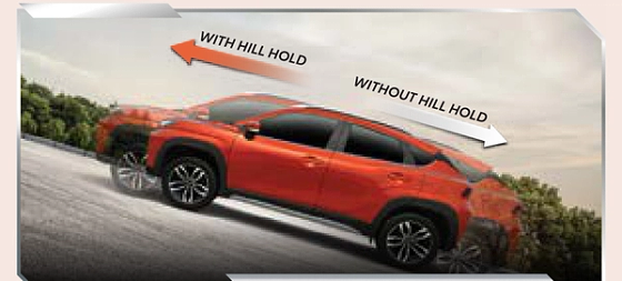 Toyota Urban Cruiser Taisor, Hill hold assist demonstrated on an incline