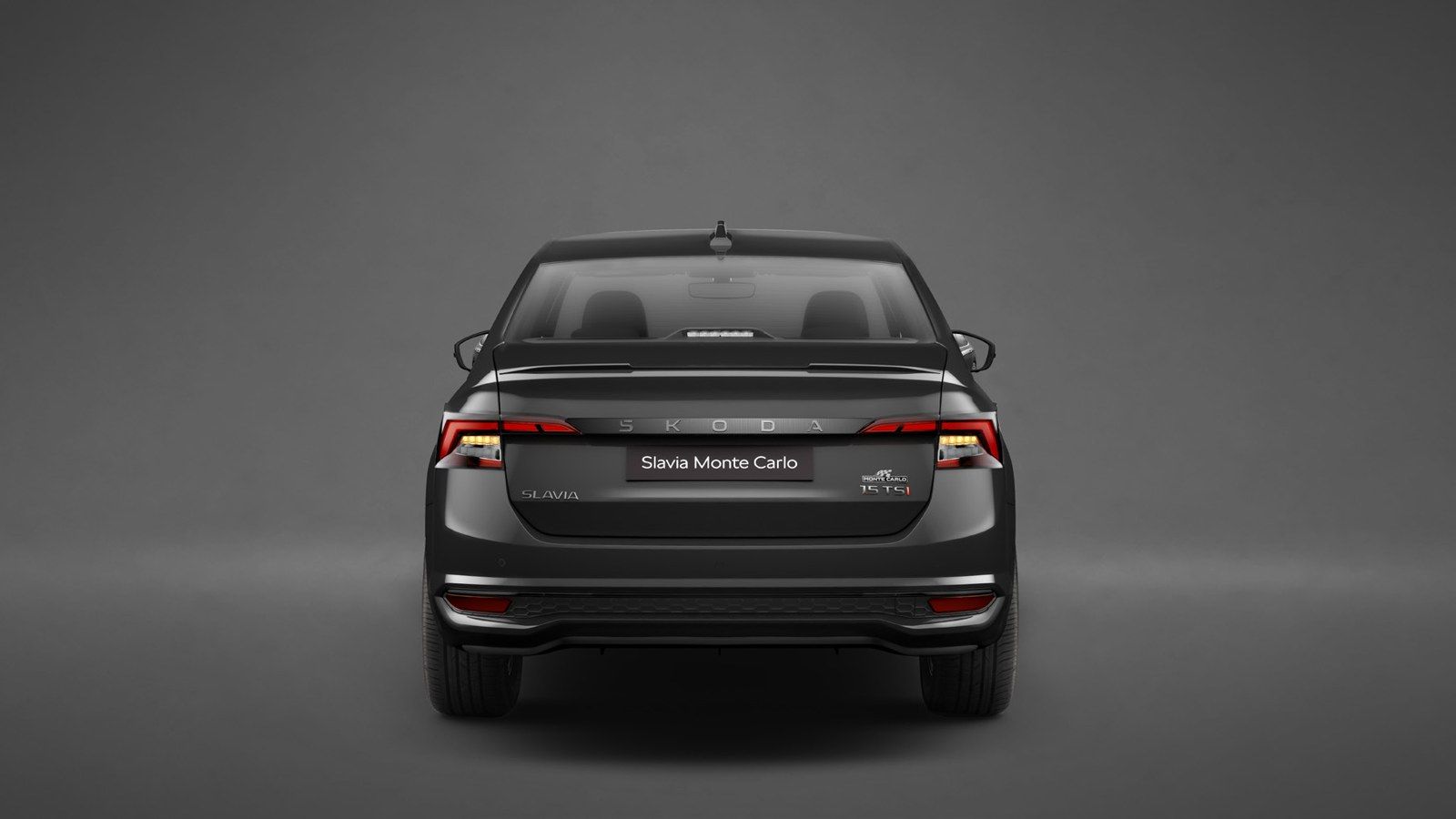 New LED tail lamps with sequential indicators on the Skoda Slavia Monte Carlo