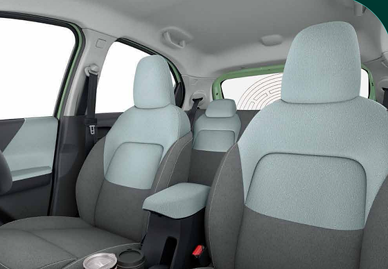 Tata Tiago EV, Premium melange fabric seats in a dual-tone grey theme with front-seat armrest