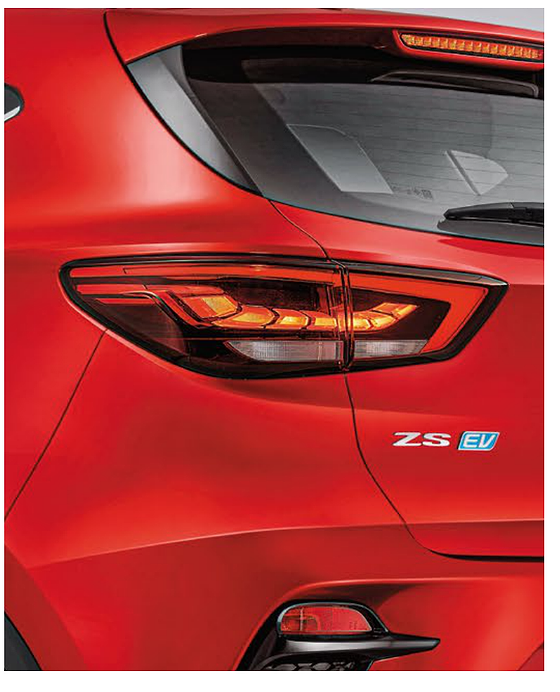 MG ZS EV, LED tail lamp with ZS EV badging on the tailgate