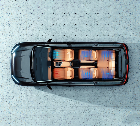 MG M9, Top-down view of the heated and ventilated seat airflow.