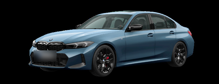 BMW M340i — BMW M340i xDrive in Arctic Race Blue Metallic, with M Double-spoke 995 M Jet Black alloy wheels and blacked-out kidney grille
