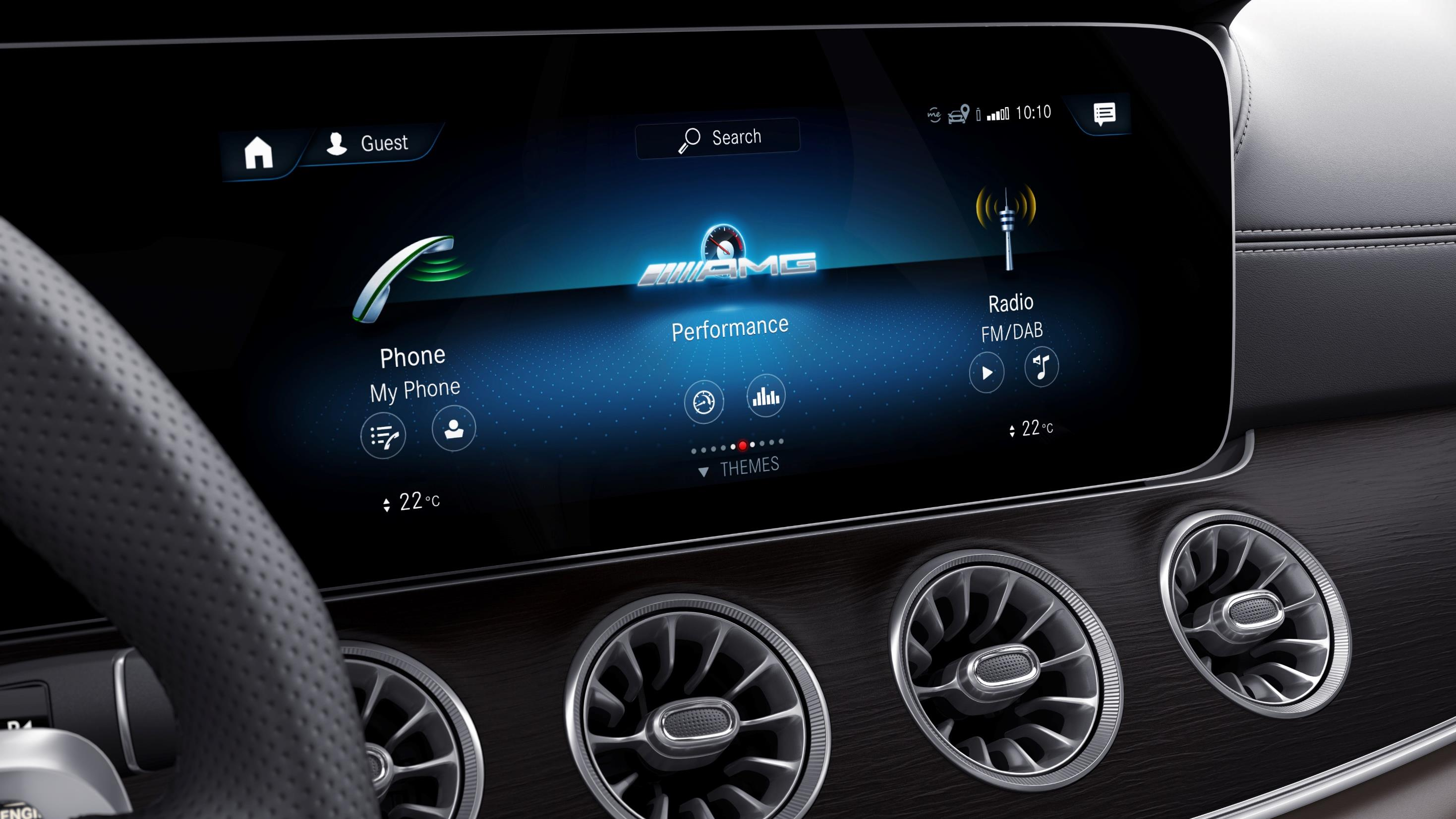 Mercedes-Benz Mercedes-AMG GT 63 S E Performance — Extended MBUX functions on the central widescreen display.