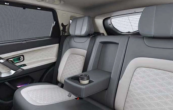 Tata Harrier EV, Rear lounge comforts - window sunshades, comfort headrests and a rear armrest with cup holder
