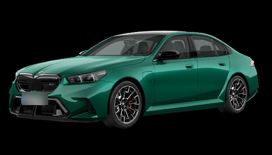 BMW M5, The all-new BMW M5 in M Isle of Man Green metallic, with the M kidney grille, adaptive LED headlights, M double-spoke forged wheels and red M Compound brakes.
