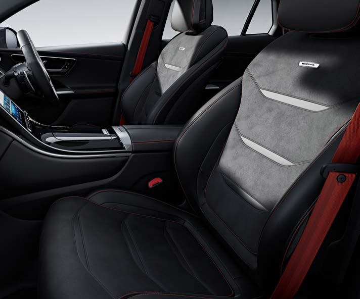 Mercedes-Benz Mercedes-AMG GLC 43 4MATIC Coupe — AMG sports seats with strong lateral support, ARTICO/microfibre trim and striking red seat belts.