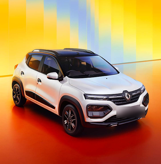 Renault Kwid, Sporty front fascia with LED daytime running lights, black body cladding and a bold Renault grille.