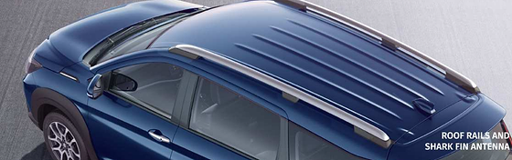 Maruti Suzuki XL6, Silver roof rails paired with a shark-fin antenna