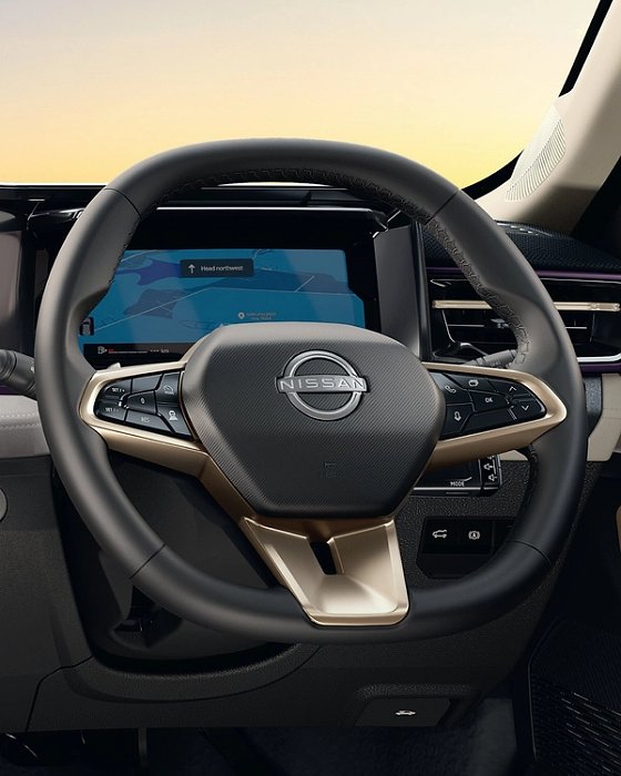 Nissan Tekton, 26.03cm (10.25-inch) HD digital cockpit with map view, behind the double D-cut steering wheel