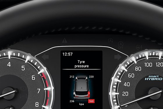 Maruti Suzuki Brezza, Tyre Pressure Monitoring System displays live tyre pressures in the instrument cluster.