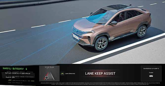 Tata Curvv, Lane Keep Assist automatically ensures the car remains on course in its lane.