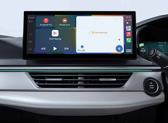 Tata Curvv EV, Wireless Android Auto and Apple CarPlay on the 31.24 cm HARMAN touchscreen