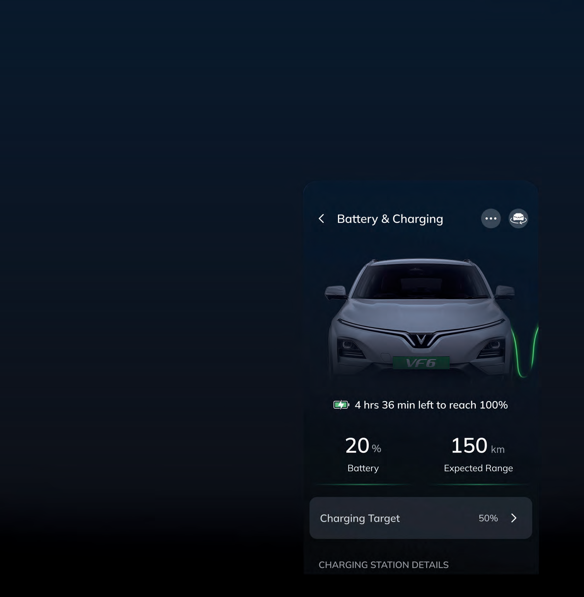 VinFast VF 6 — Remote battery and charging status via the smartphone app