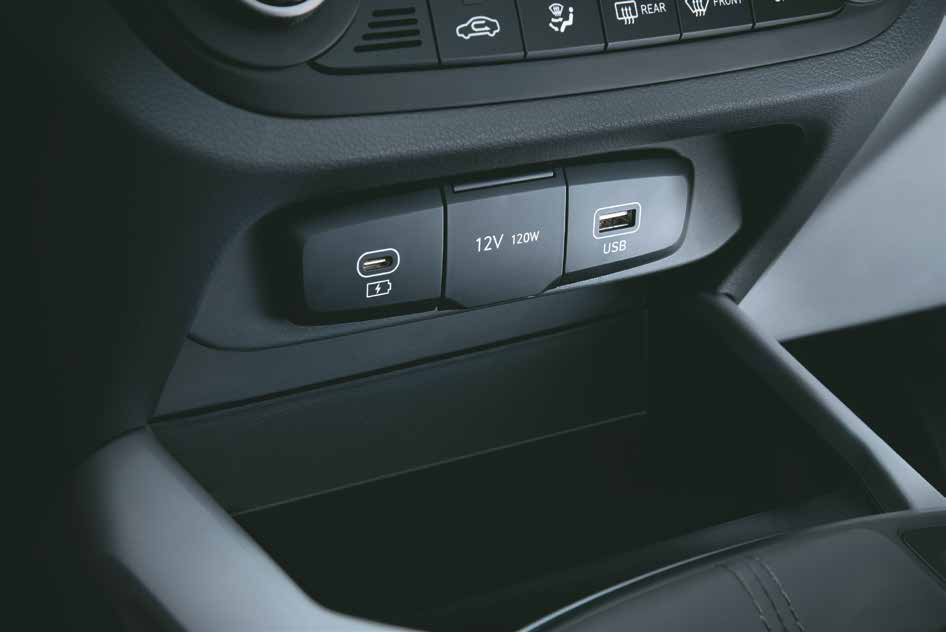 Hyundai Grand i10 Nios — Fast USB Type-C charger with 12V 120W power outlet