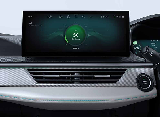 Tata Curvv EV, Air purifier with real-time AQI display on the touchscreen