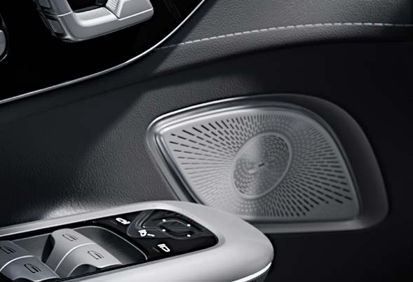 Mercedes-Benz EQE SUV — Burmester 3D Surround Sound speaker with metal grille