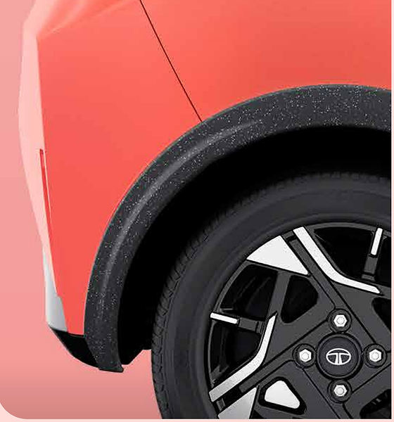 Tata Tiago, Cosmo grain textured wheel arch cladding adds a speckled-black, rugged and protective character to every arch