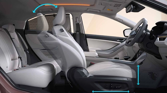 Tata Curvv, 6-way powered driver seat; the rear bench offers 60:40 split folding and backrest recline.