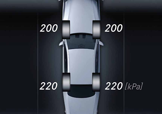 Mercedes-Benz CLA Electric, Tyre-pressure monitoring showing individual per-wheel pressures.
