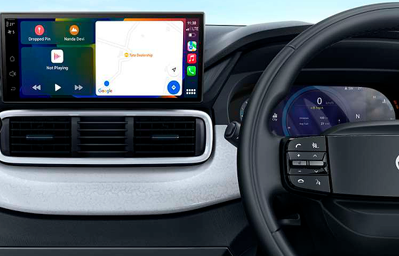 Tata Punch, Ultra View 26.03 cm HD infotainment with wireless Apple CarPlay and Android Auto, beside the HD digital cluster
