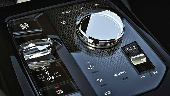 BMW 5 Series , Crystal-finish iDrive controller and gear selector with Start/Stop on the centre console