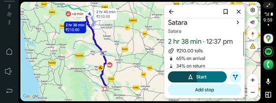 Tata Sierra EV, First vehicle in India with EV Route Planner for Android Auto - see your arrival battery percentage before leaving