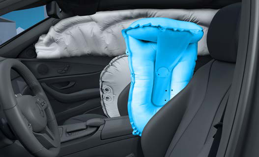 Mercedes-Benz C-Class — Airbag protection deployed inside the cabin cutaway