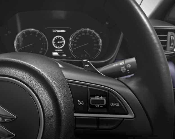 Maruti Suzuki Grand Vitara, Steering-mounted paddle shifters and cruise-control switches.