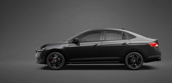 Skoda Slavia, Monte Carlo side profile with black alloys and red calipers