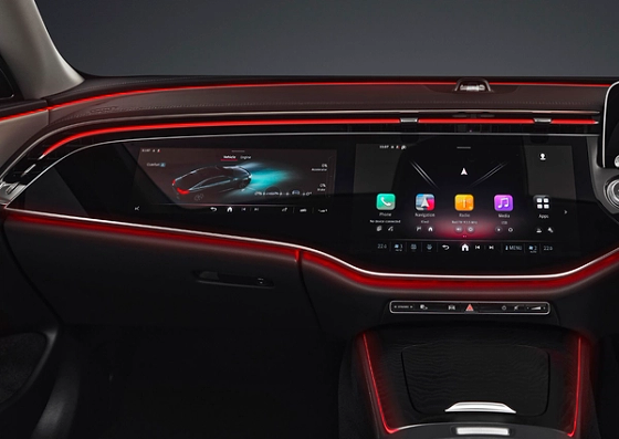 Mercedes-Benz E-Class, MBUX Superscreen with two displays merged under one glass surface